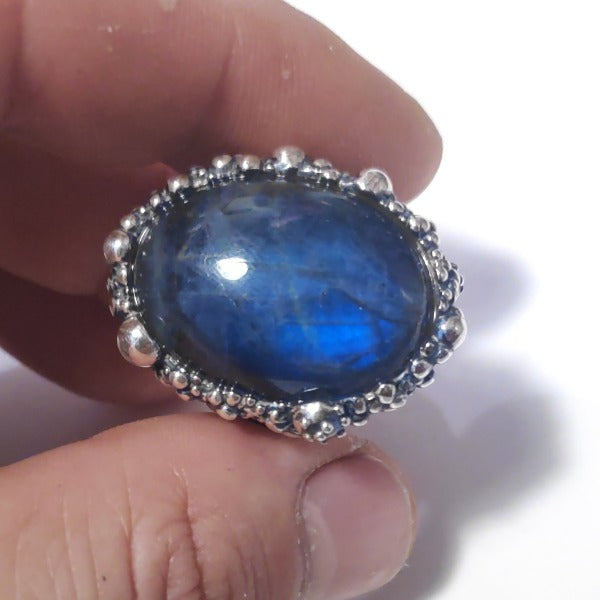 Anello DOT con pietra in argento 925 ANELLO artigianale Labradorite