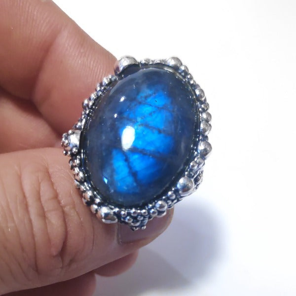 Anello DOT con pietra in argento 925 ANELLO artigianale Labradorite