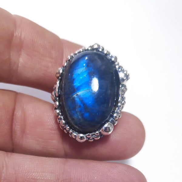 Anello DOT con pietra in argento 925 ANELLO artigianale Labradorite