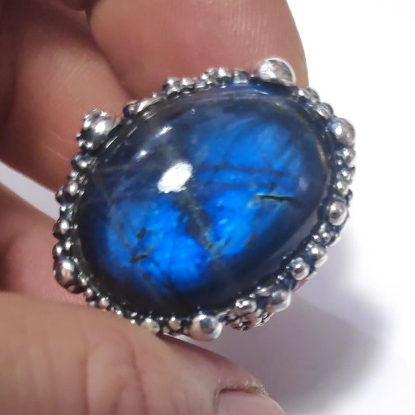 Anello DOT con pietra in argento 925 ANELLO artigianale Labradorite