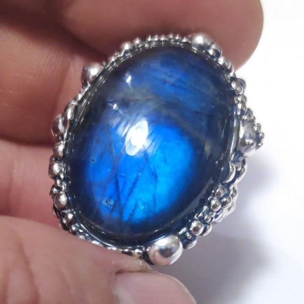 Anello DOT con pietra in argento 925 ANELLO artigianale Labradorite