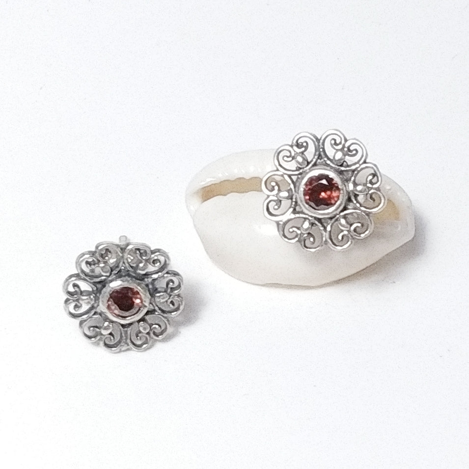 Mini ORECCHINI Argento 925 ORECCHINI Granato | ORECCHINI da lobo