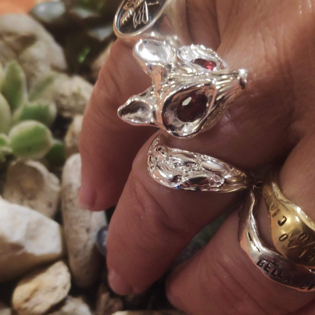 Anello FOX in argento 925 a forma di una VOLPE con pietra | argento artigianale
