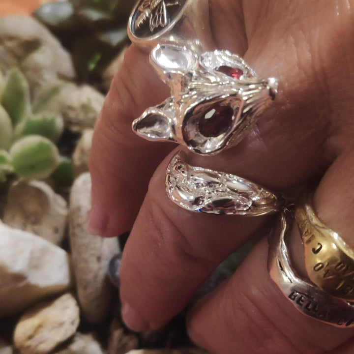 Anello FOX in argento 925 a forma di una VOLPE con pietra | argento artigianale