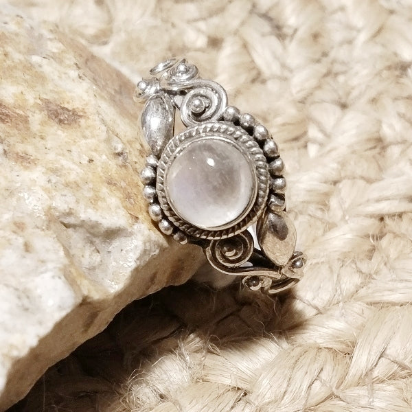 Anello con pietra in argento 925 con Pietra di luna, Ametista, Onice nero | GIOIELLI ETNICI