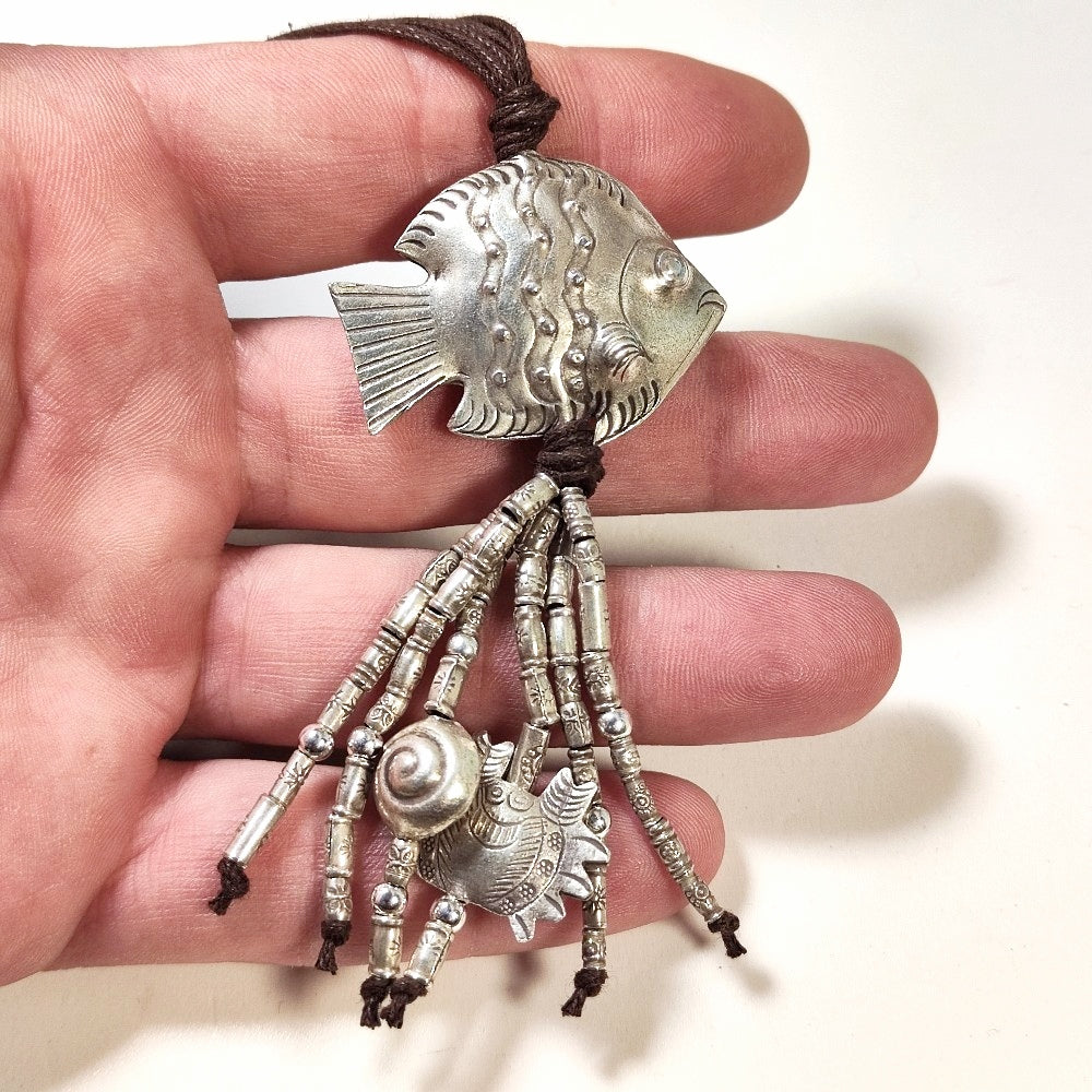 Collana etnica con PESCE in argento 925 - LARA