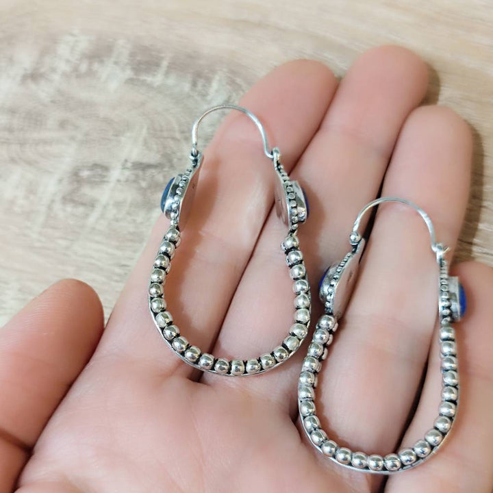 ORECCHINI etnici argento 925 con pietra - SAILA