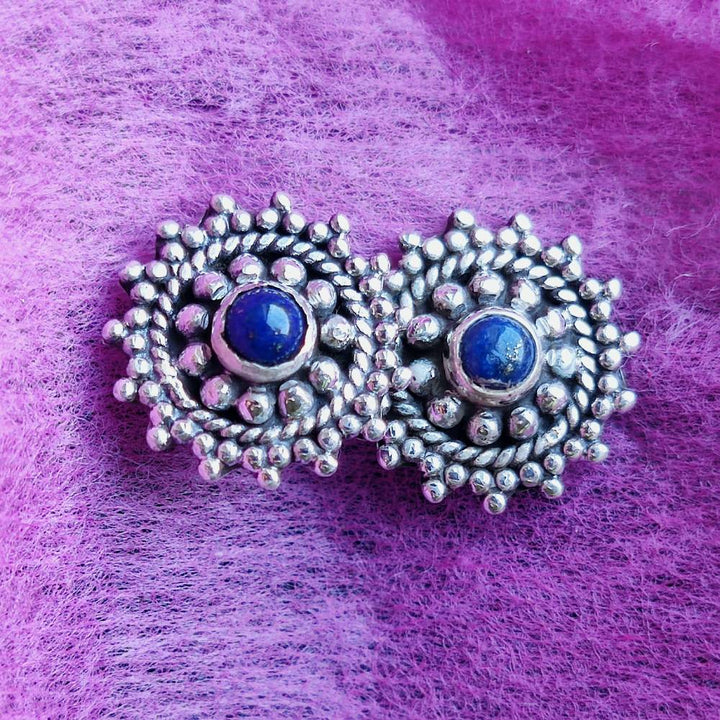 ORECCHINI etnici con pietra in argento 925 - JASDAN