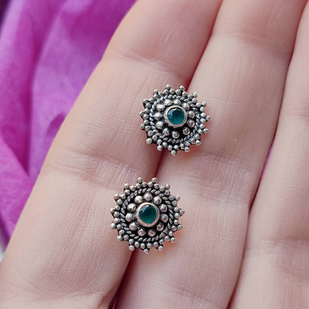 ORECCHINI etnici con pietra in argento 925 - JASDAN