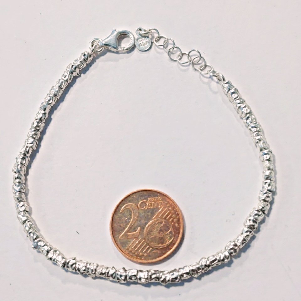 SILVER BRACELET with small hammered tubes