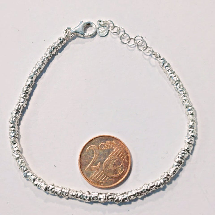 SILVER BRACELET with small hammered tubes