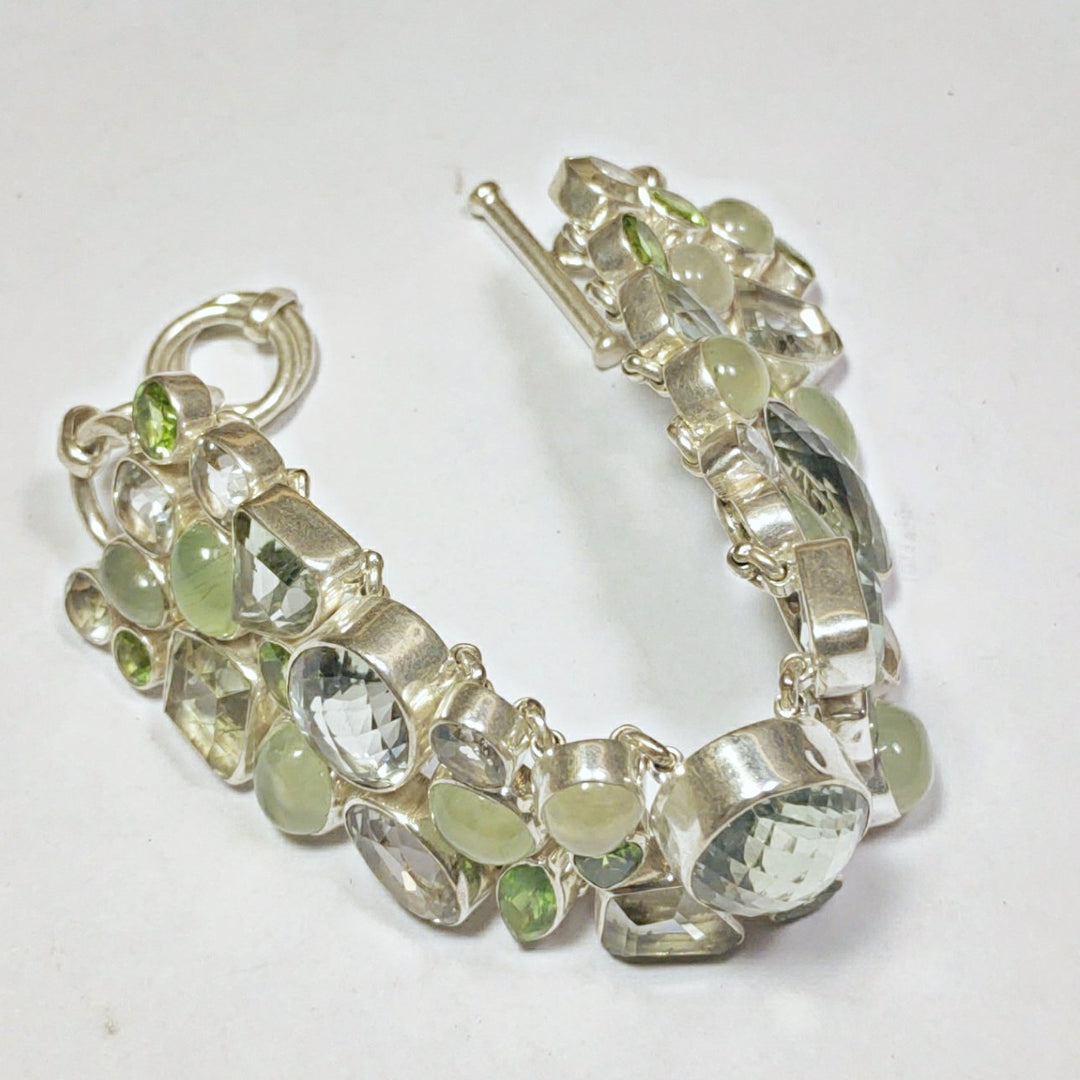 Bracciale argento 925 e peridoto, ametista verde naturale