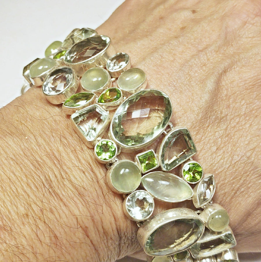 Bracciale argento 925 e peridoto, ametista verde naturale