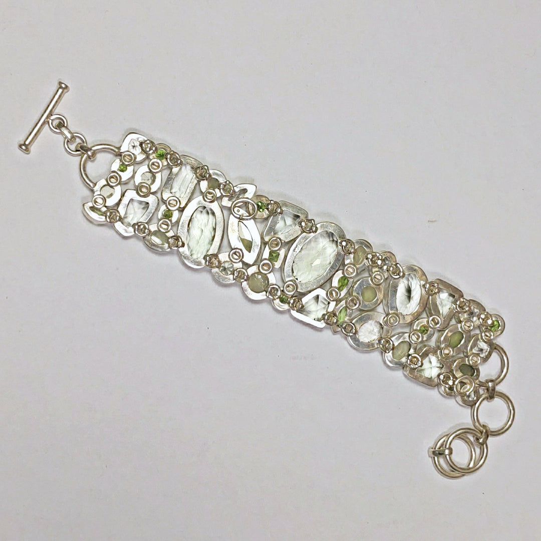 Bracciale argento 925 e peridoto, ametista verde naturale