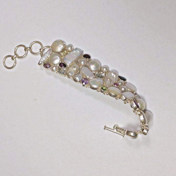 Bracciale in argento con perle e pietre semipreziose - ITANAGAR