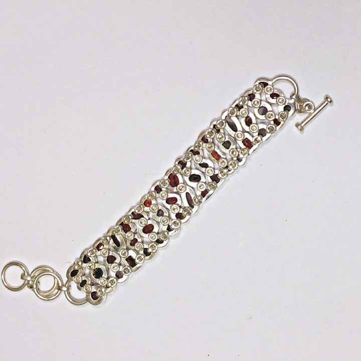 Women's silver and GARNET bracelet