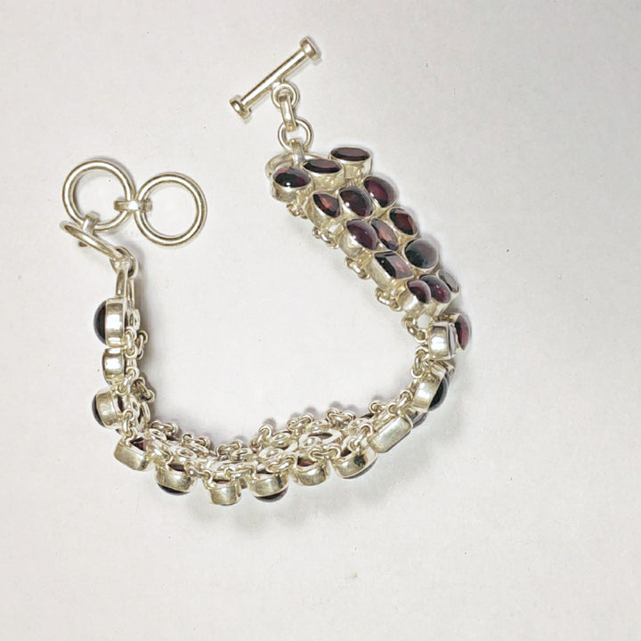 Women's silver and GARNET bracelet