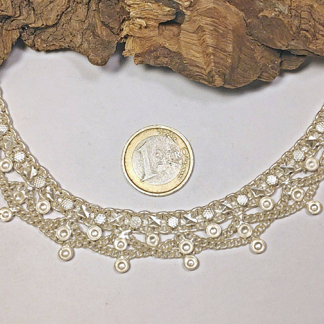 Semi-rigid silver Indian anklet | Ethnic jewelry