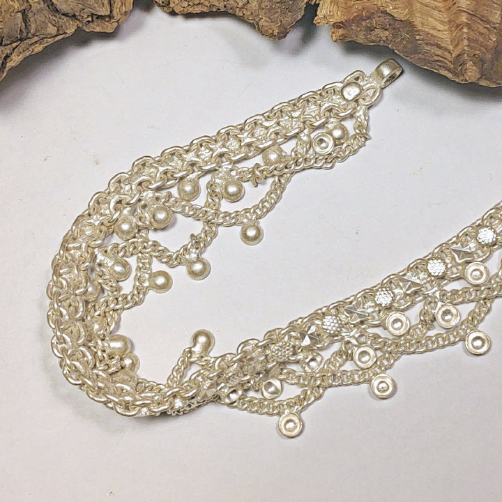 Semi-rigid silver Indian anklet | Ethnic jewelry