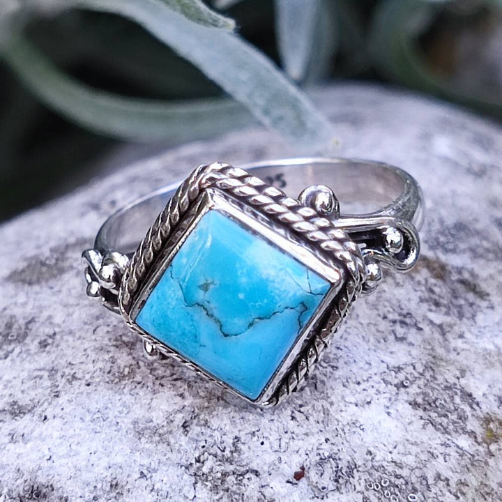 Anello CHANDRAJ in argento 925 con pietra turchese