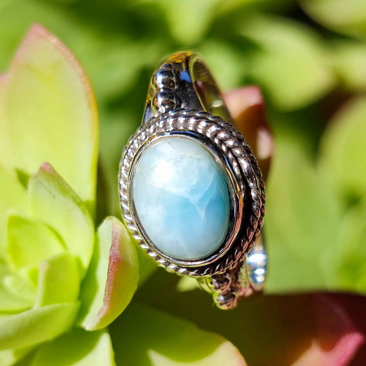 Anello GIRIRAJ in argento 925 con pietra larimar