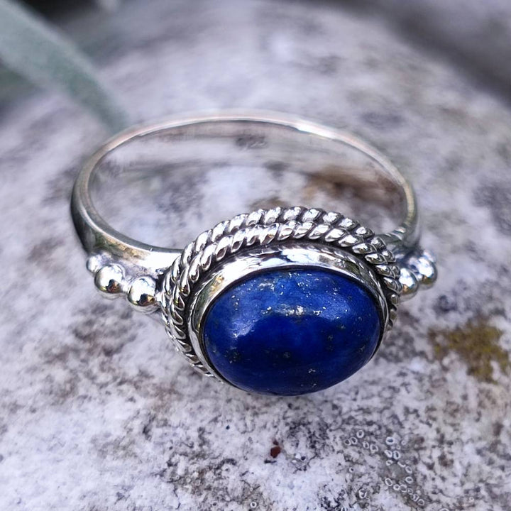 Anello GIRIRAJ in argento 925 con pietra lapislazzuli