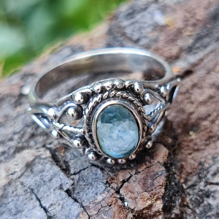 Anello LALITESH in argento 925 con pietra topazio azzurro