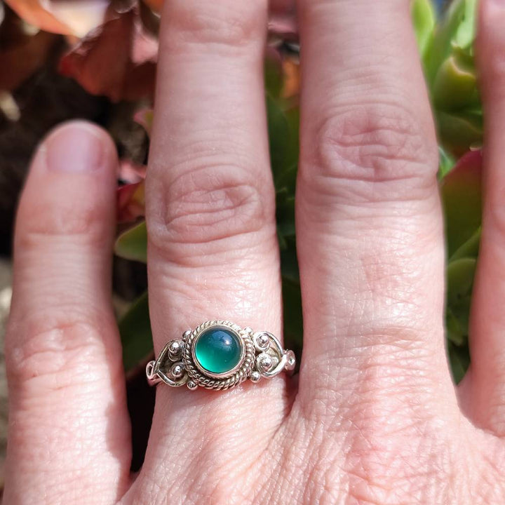 Anello NAWAL argento 925 con pietra agata verde