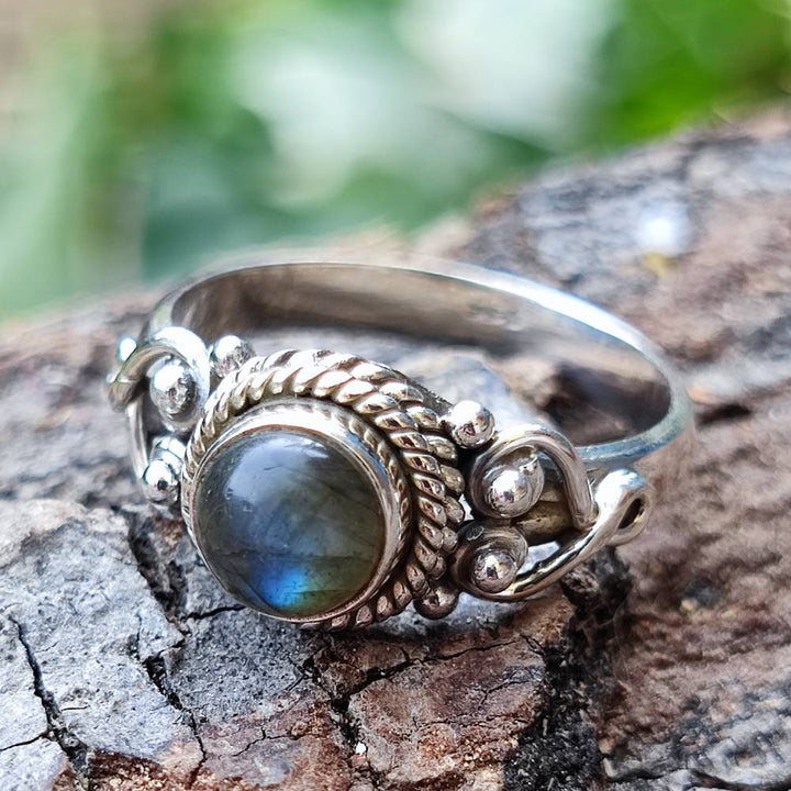 Anello NAWAL argento 925 con pietra labradorite