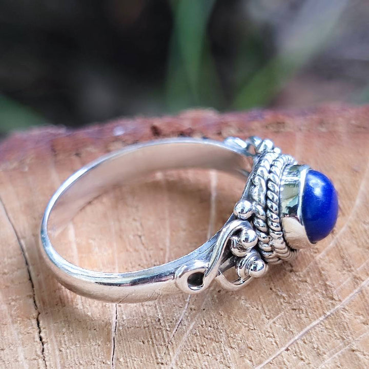 925er Silberring mit rundem Stein - NAWAL