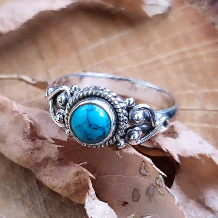 925er Silberring mit rundem Stein - NAWAL