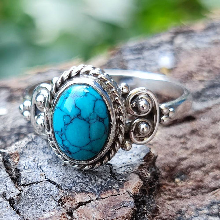 Anello NAWAL argento 925 con pietra ovale turchese