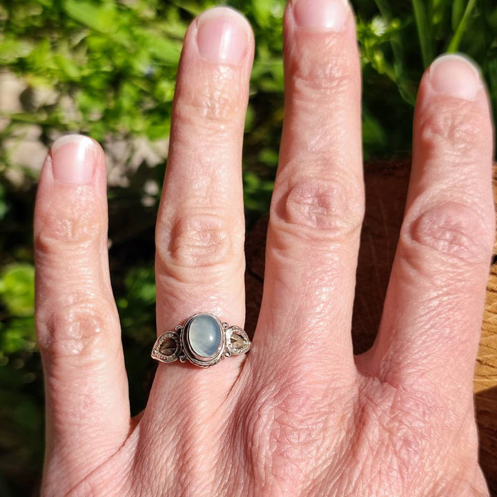 Anello ANJAN in argento 925 con pietra calcedonio