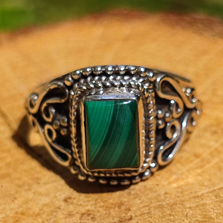 Anello con pietra in argento 925 ANANTRAM malachite