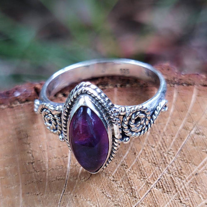 Anello argento 925 con pietra ovale - BASUPALI ametista