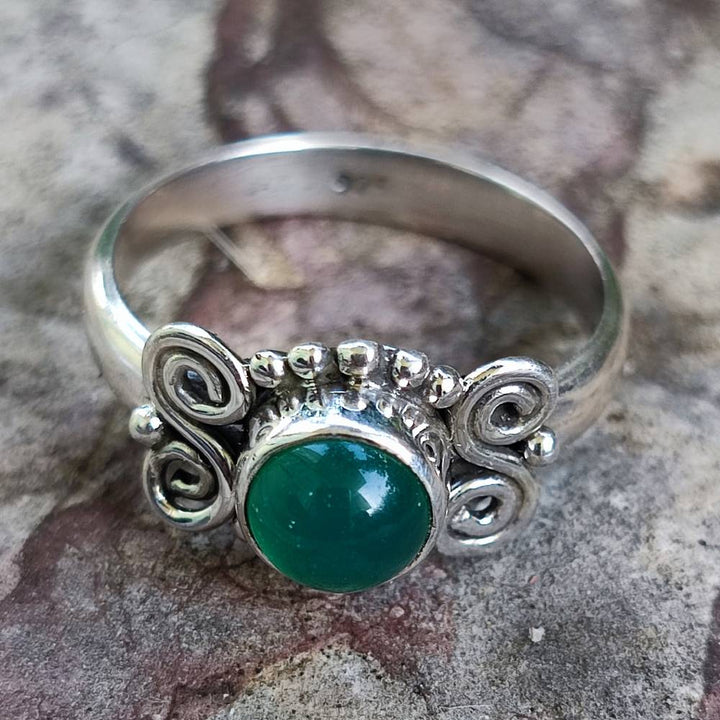 Anello in argento 925 con pietra HEMANG agata verde