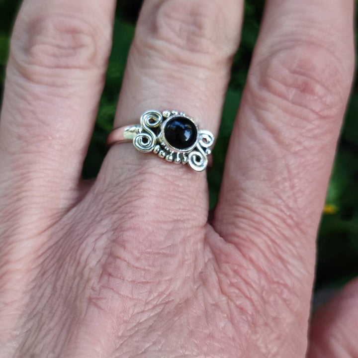 Anello in argento 925 con pietra HEMANG onice nero