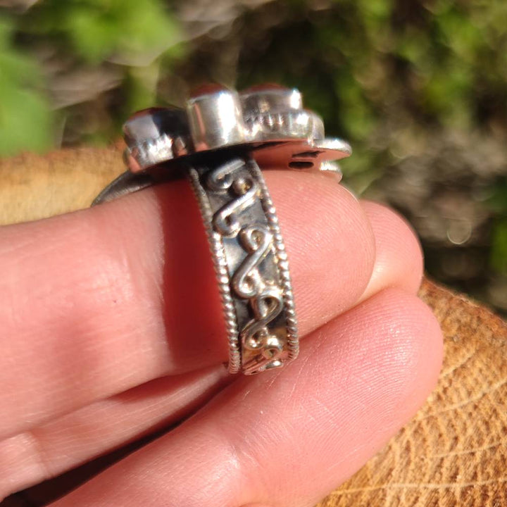Anello artigianale Corniola in argento 925 - Pezzo unico - dettaglio