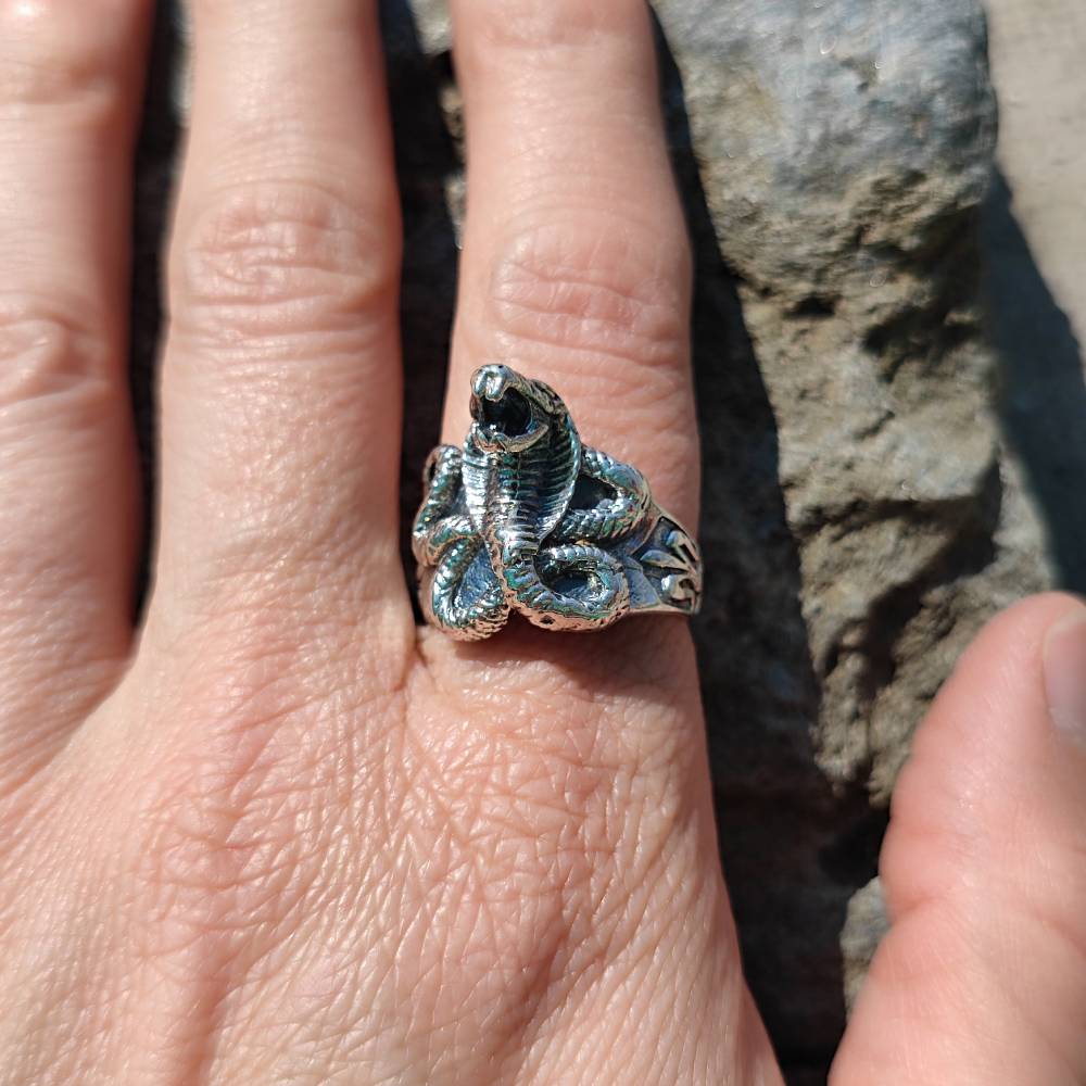 ANELLO artigianale in argento 925 serpenti - MOTHPUR