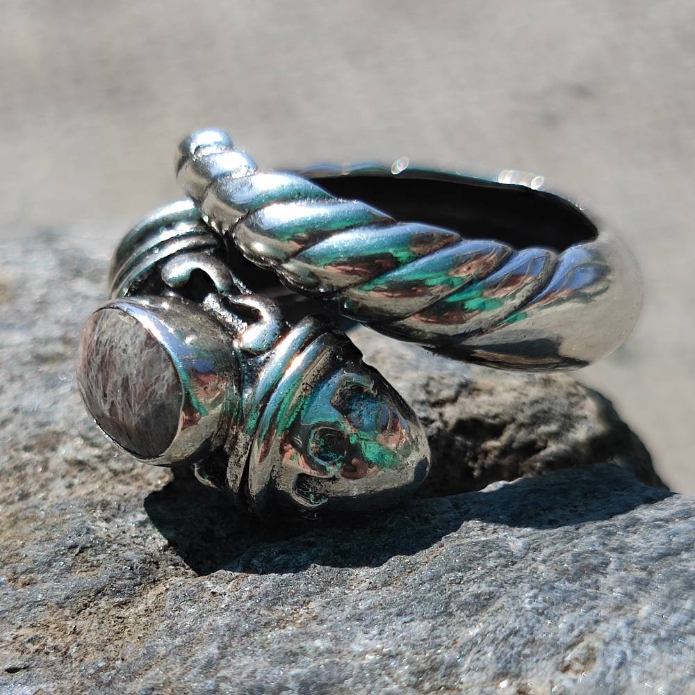 Anello etnico in argento 925 con pietra - PARANIYA