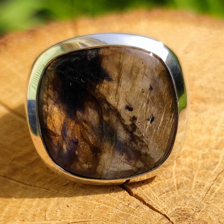 Anello artigianale con labradorite in argento 925 - Pezzo unico
