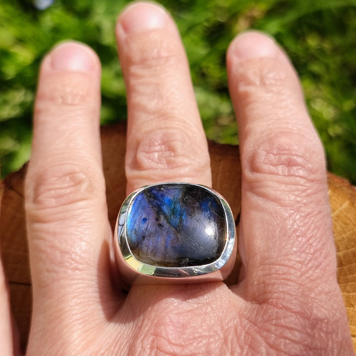 Anello artigianale con labradorite in argento 925 - Pezzo unico