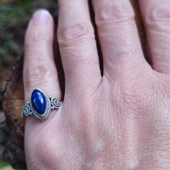 Anello argento 925 con pietra ovale - BASUPALI lapislazzuli