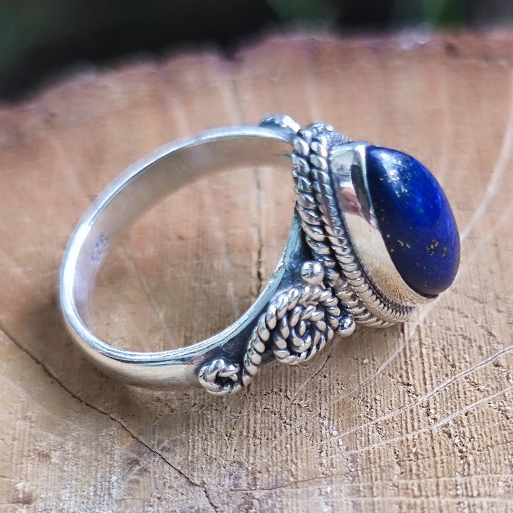Anello argento 925 con pietra ovale - BASUPALI lapislazzuli