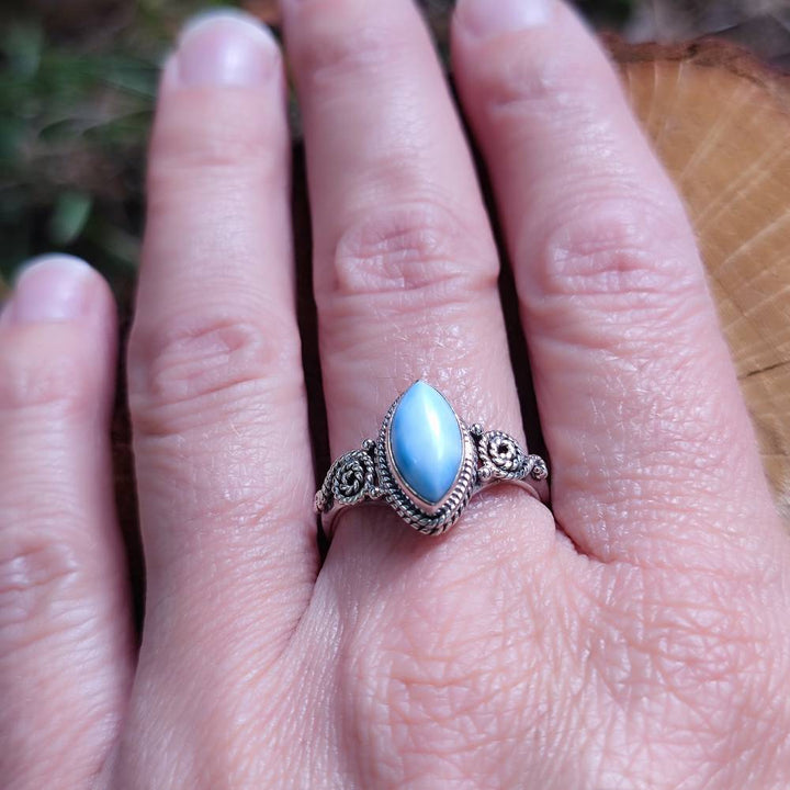 Anello argento 925 con pietra ovale - BASUPALI larimar