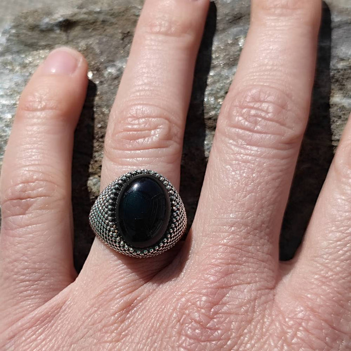 Anello etnico in argento 925 con pietra - TILASWAN