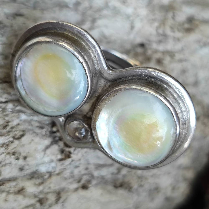 Anello in argento 925 con Perle scaramazze e Pietra di luna