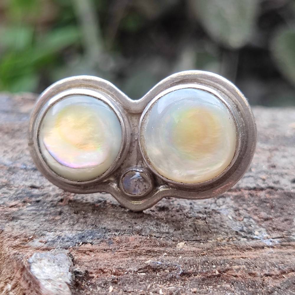 Anello in argento 925 con Perle scaramazze e Pietra di luna