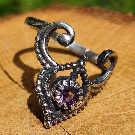 Anello con pietra in argento 925 AMBUJ ametista