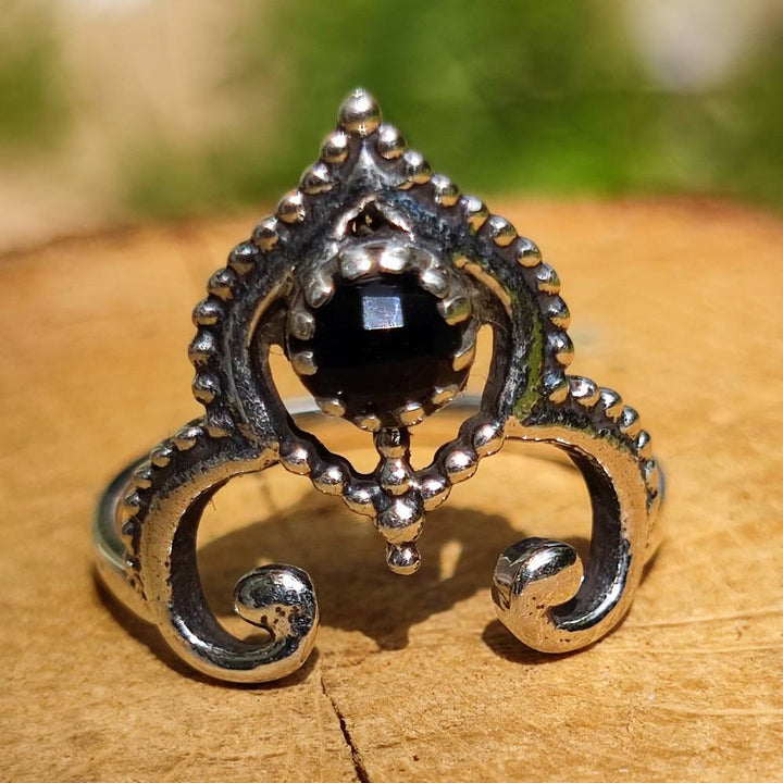 Anello con pietra in argento 925 AMBUJ onice nero